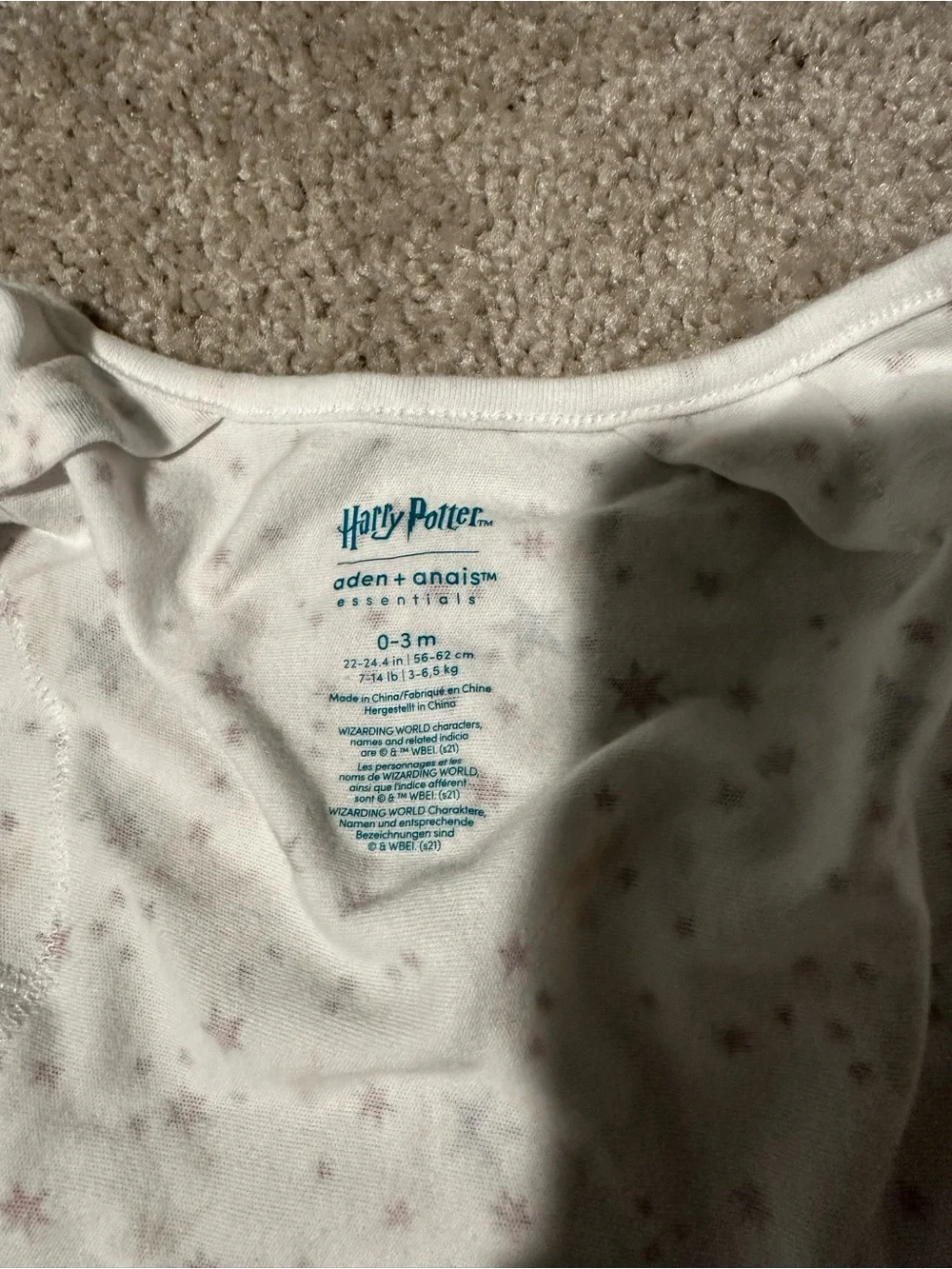Harry Potter 0-3 month Velcro swaddles